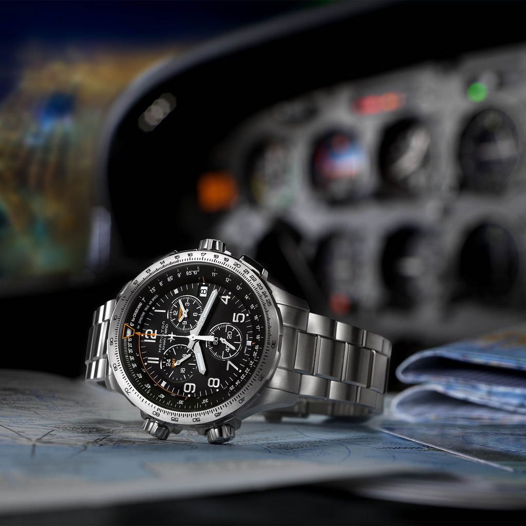 Relógio Hamilton Khaki Aviation X-Wind GMT Chrono Quartz 46mm - H77912135