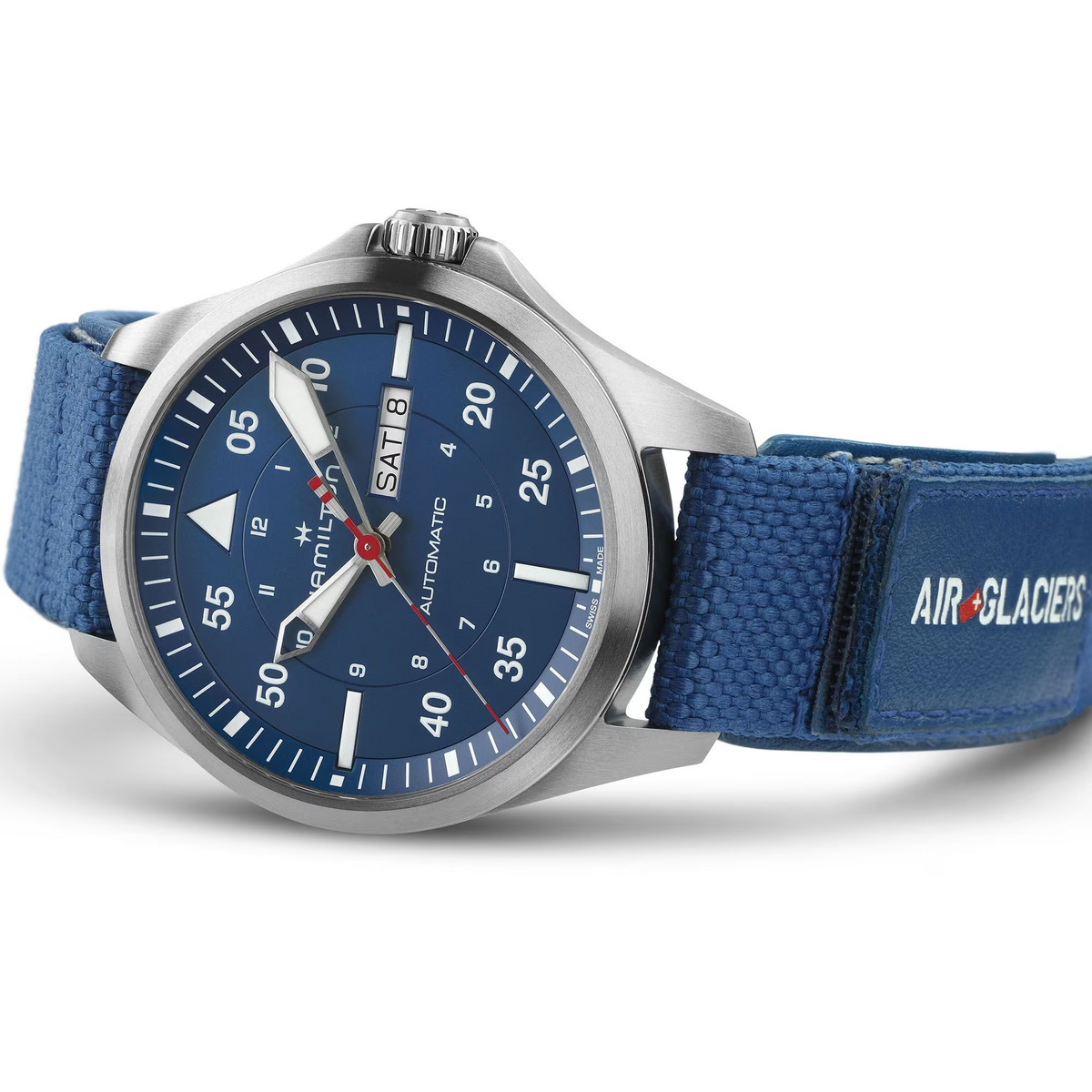 Relógio Hamilton Khaki Aviation Pilot Day Date Automatico - Air-Glaciers Edition 42mm - H64655941