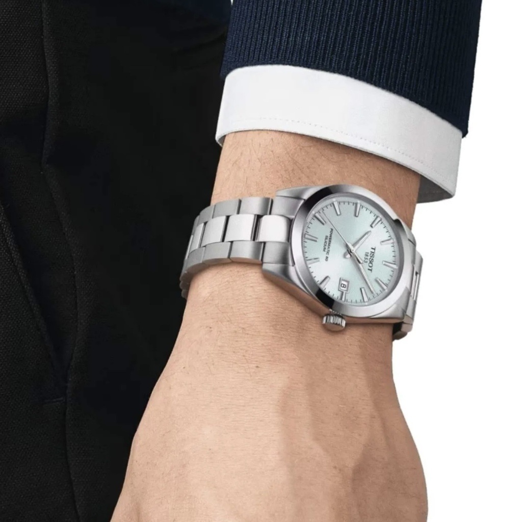 Relógio Tissot Gentleman Powermatic 80 Silicium Ice Blue T127.407.11.351.00