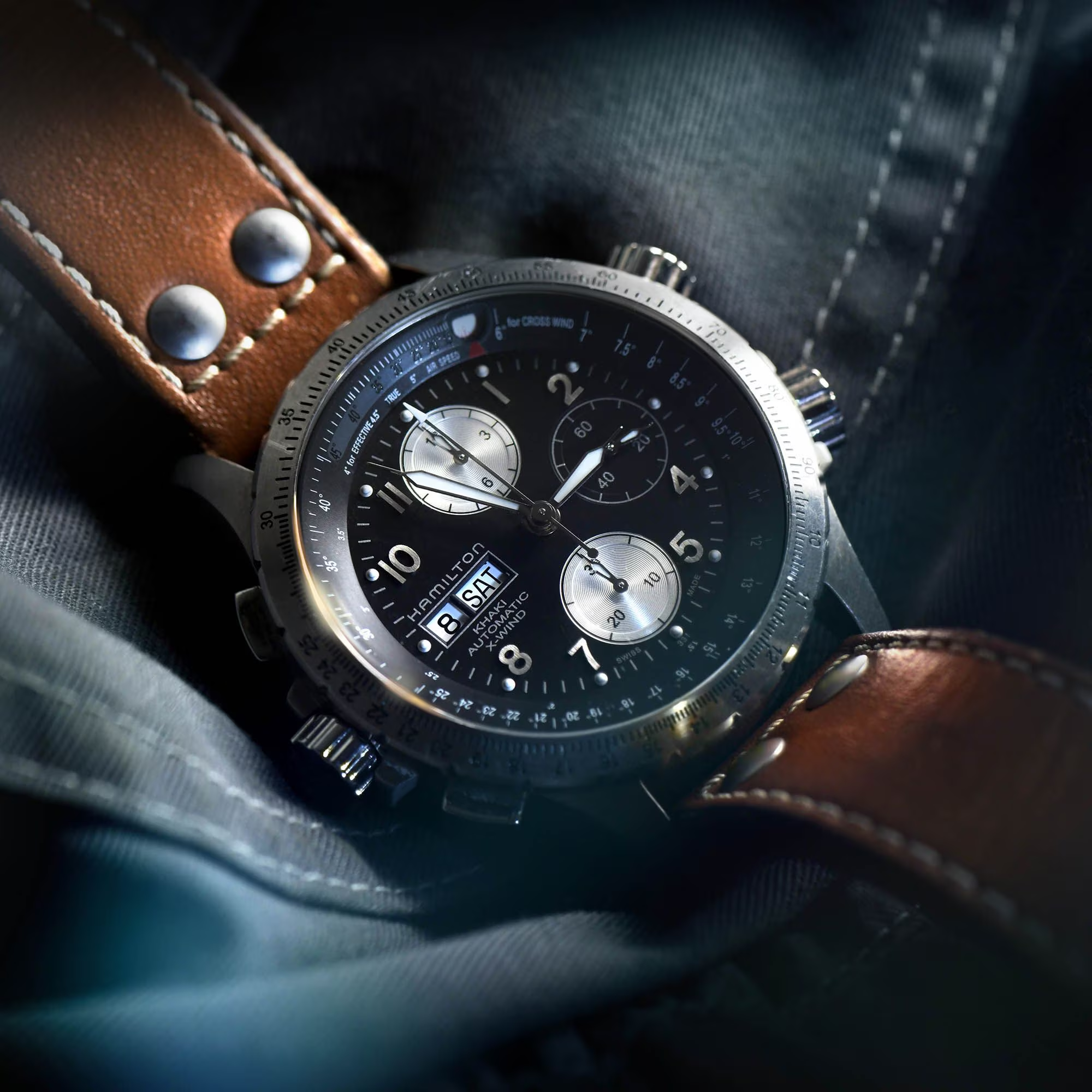 Relógio Hamilton Khaki Aviation X-Wind Automatico Chrono 44mm - H77616533