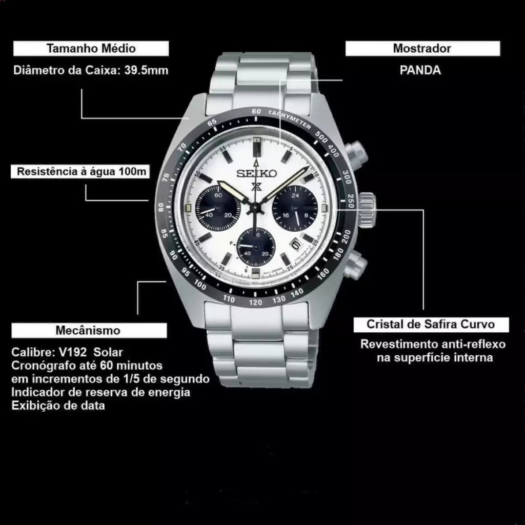 Relógio Seiko Prospex Speedtimer - SSC813P1 Cronógrafo Solar Panda